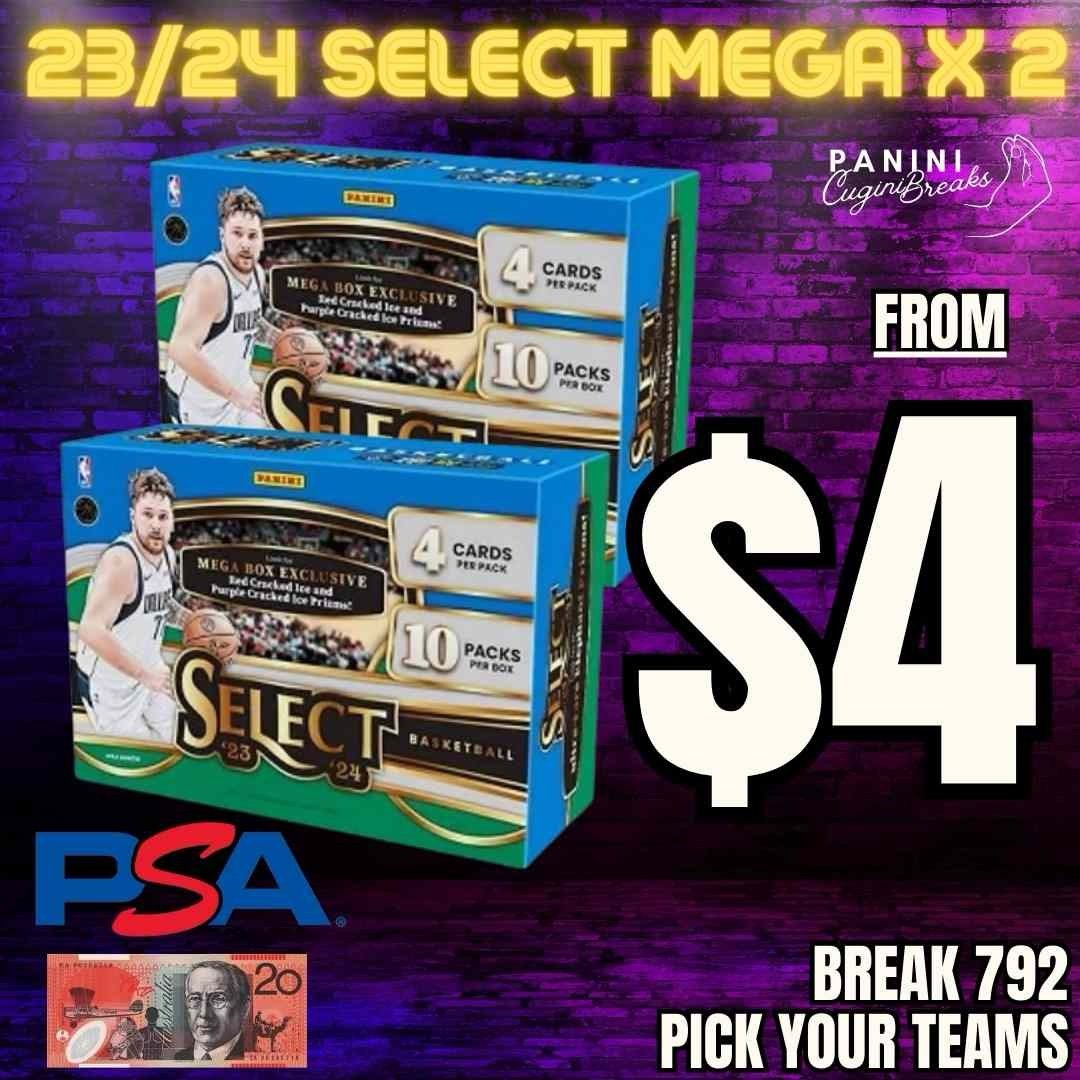 BREAK #792- NEW RELEASE!! 23/24 SELECT MEGA X 2!! "BEST PRODUCT OF THE YEAR" PICK YOUR TEAMS!!