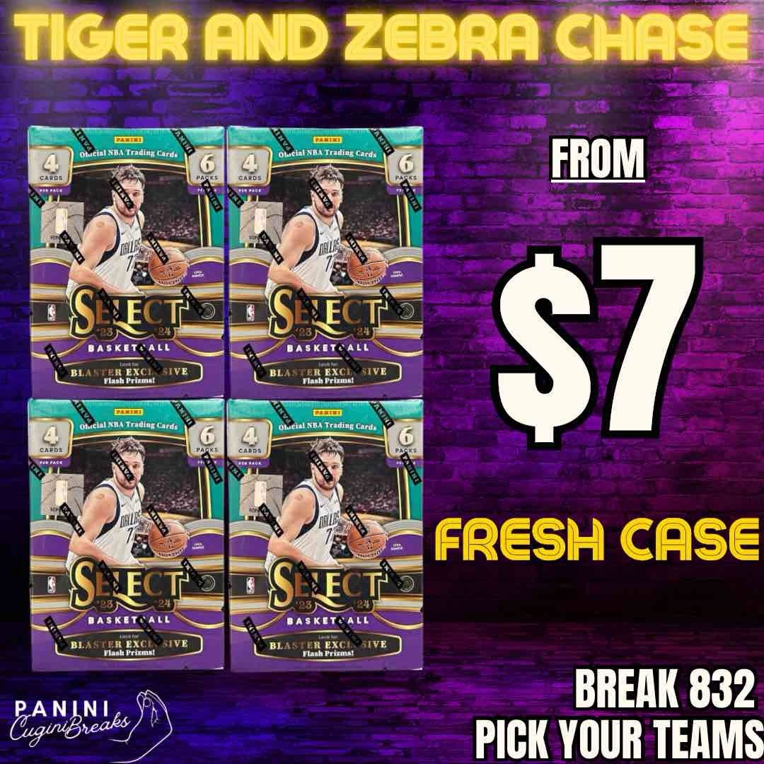 BREAK #832 - TIGER AND ZEBRA CHASE - FRESH CASE - 23/24 SELECT BLASTERS X 4 !! PICK YOUR TEAMS!!