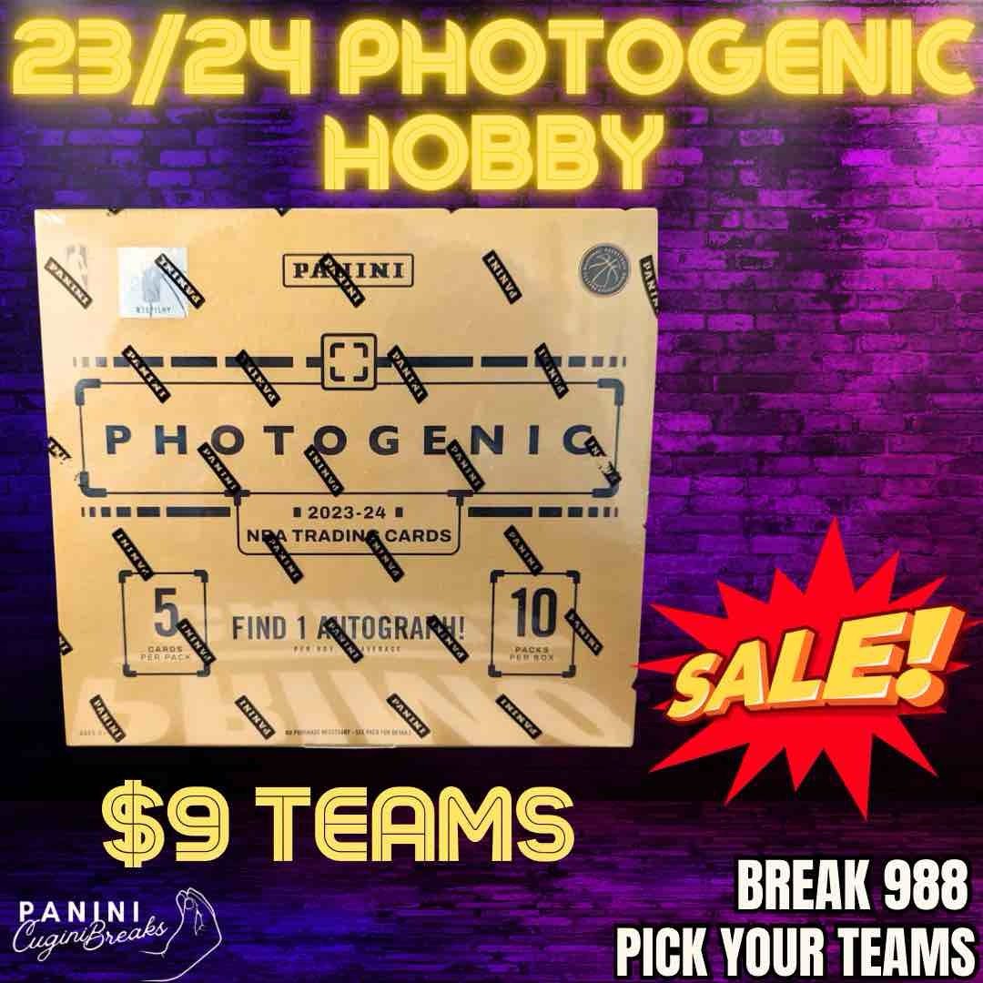 BREAK #988- FIRE SALE - $9 TEAMS!! 23/24 PHOTOGENIC HOBBY!! PICK YOUR TEAMS!!